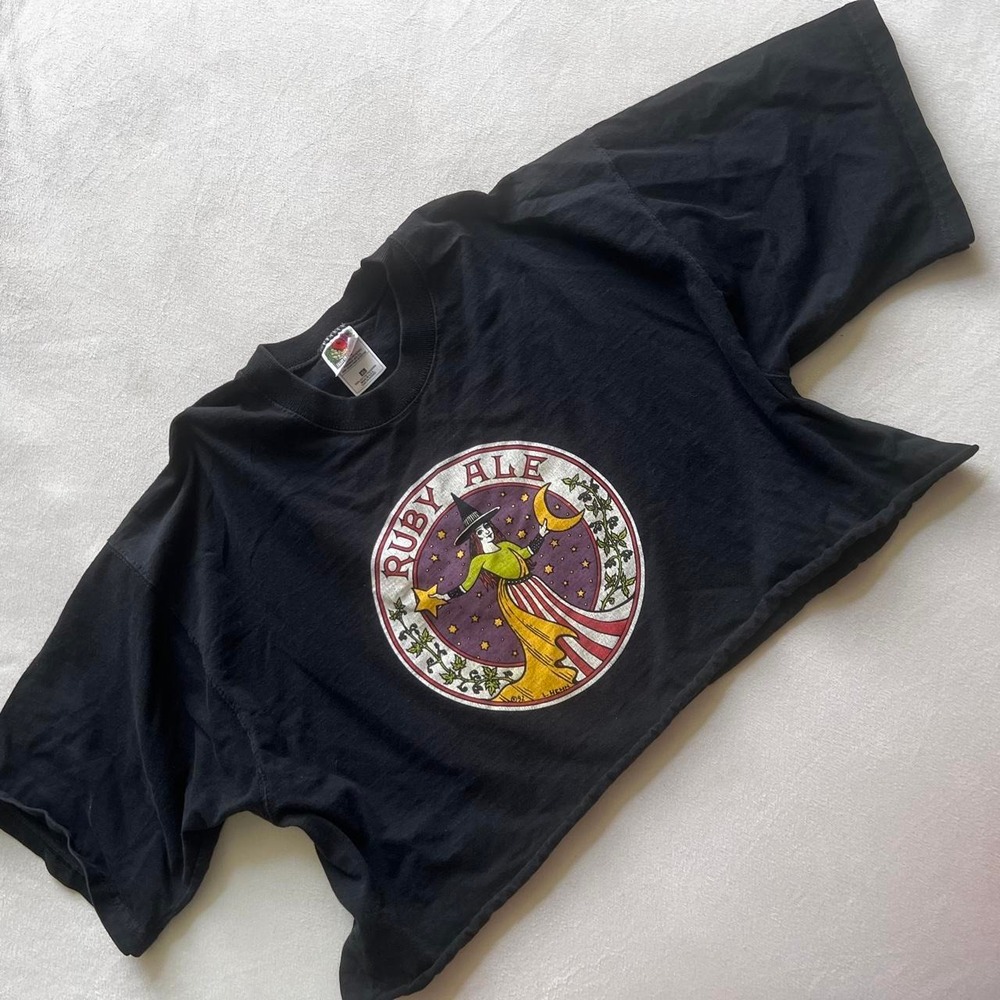 Ruby Ale T Shirt Black Cotton Witch Halloween Moon Spells Goth Crop Top Spooky